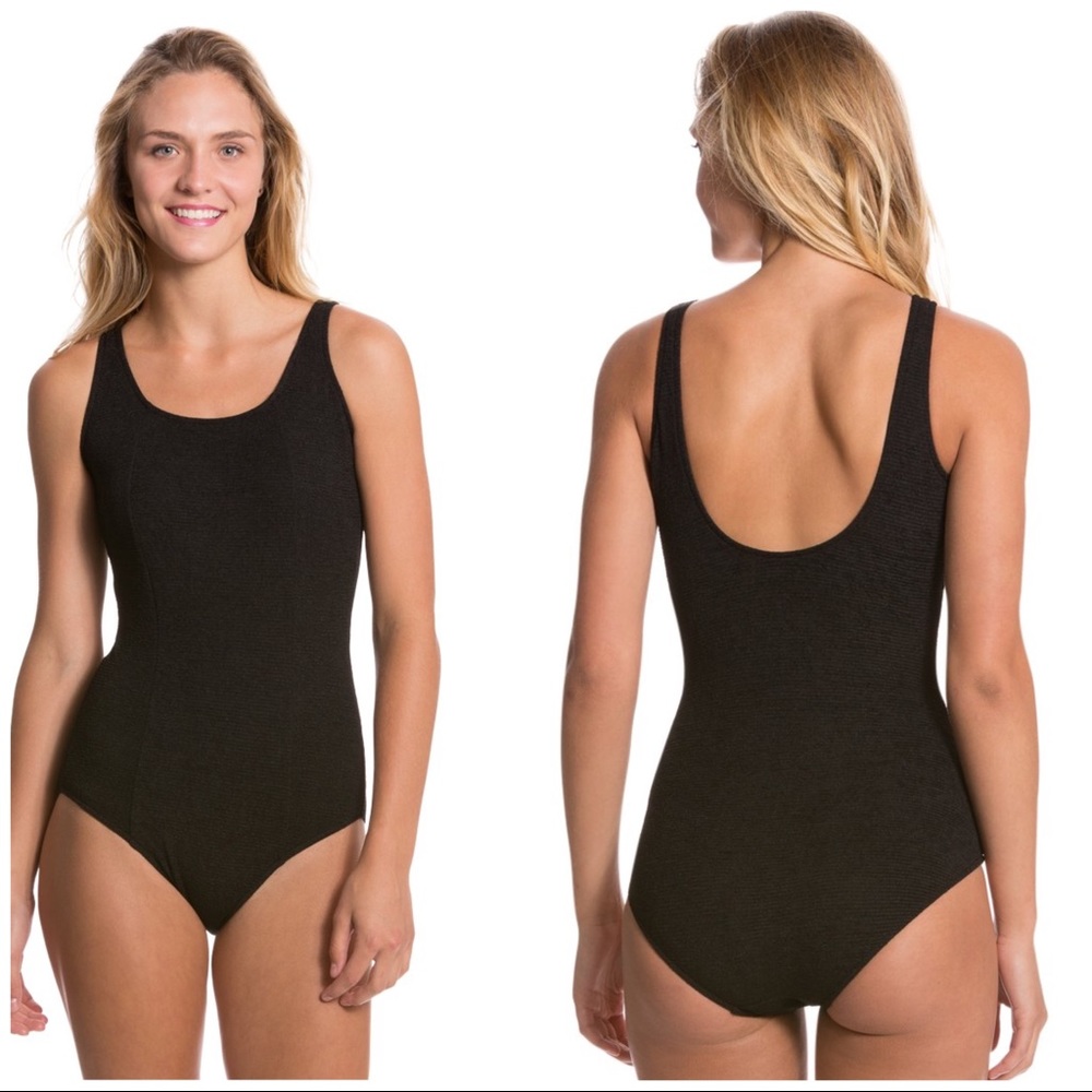 SLIMMING chlorine resistant aqua fitness black one piece SLIMSUIT sz 10